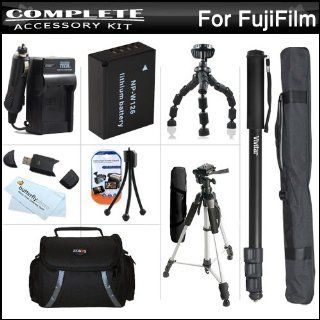 Complete Accessory Kit For Fuji Fujifilm FinePix HS30EXR, X E1, X E2, HS50EXR, X T1 Digital Camera Includes Extended (1500 Mah) Replacement NP W126 Battery + AC/DC Charger + Deluxe Case + 57 Tripod + 67 Monopod + 7 Flexible Tripod + USB Reader + More  Fuj