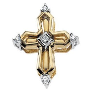 CleverEve's 14K Yellow Gold 19.25X16.0 Complete 14Ky Rhod Plated Dia Unity Cross Pendant Necklaces Jewelry
