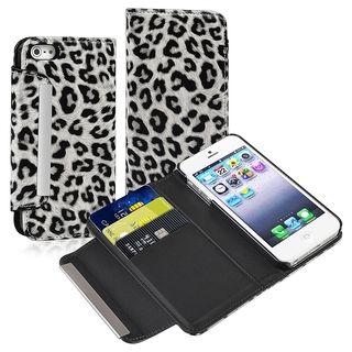 BasAcc White/ Black Leopard Leather Wallet Case for Apple iPhone 5/ 5S BasAcc Cases & Holders