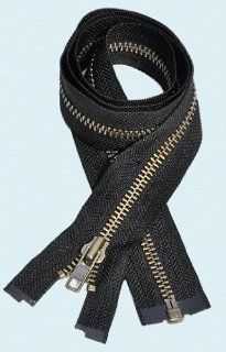 27" Jacket Zipper Heavy Weight ~ YKK #7 Antique Brass Separating ~ 580 Black (1 Zipper)
