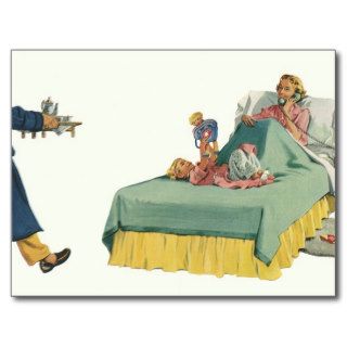 Vintage Mom Served Breakfast in Bed by the Family Post Card