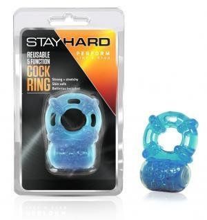 Blush stay hard vibrating reusable 5 function cock ring   blue (Pack Of 3) Health & Personal Care
