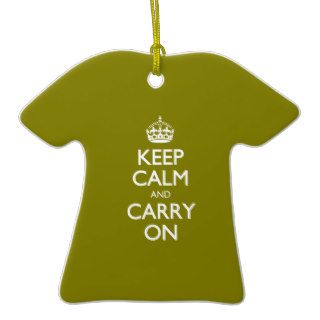 Keep Calm And Carry On. Dark Green Yellow Pattern Ornaments