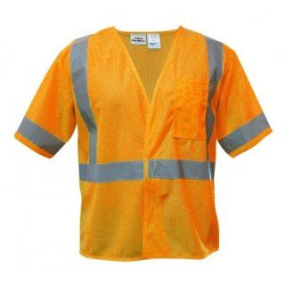 Utility Pro UHV581 Polyester High Visibility Short Sleeve Mesh Vest with Velcro Closure, Large, Orange   Safety Vests  