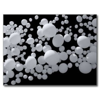 Black space with white  3D balls different sizes Postcards