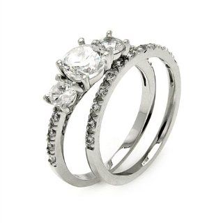 Three Stone Wedding Set Wedding Ring Sets Jewelry