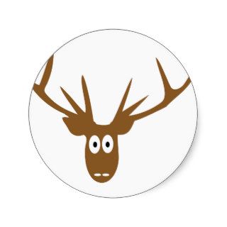 deer head antler round stickers