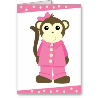 Monkey in Pajamas Greeting Card