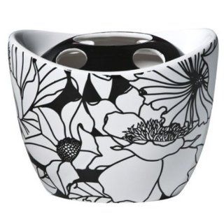 Creative Bath Black & White Floral Bath Accessories, Toothbrush   Toothbrush Holders
