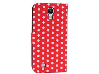 Synthetic Leather Polka Dot Flip Wallet Stand Folio Case Cover Samsung Galaxy S4 SIV i9500 Red Cell Phones & Accessories