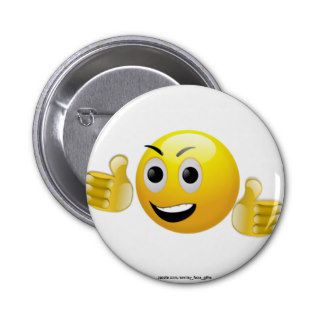 SMILEY TALKING WITH HANDS PINBACK BUTTON