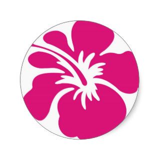 Pink Hibiscus Design Round Sticker