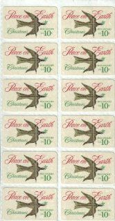 1974 CHRISTMAS DOVE OF PEACE #1552 Block of 12 x 10 cents US Postage Stamps 