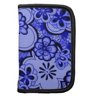 Retro Flowers Abstract Sapphire Blue Day Planner