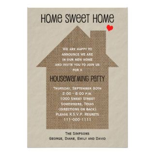 Housewarming Party Invitation    Burlap House
