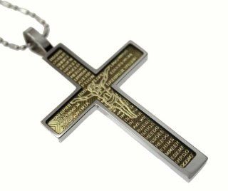 R.H. Jewelry Stainless Steel Pendant, "The Lord's Prayer" Jesus Cross Jewelry