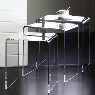 Clear Acrylic Nesting Tables (Set of 3) Coffee, Sofa & End Tables