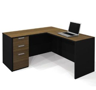 Bestar Pro Concept L Shaped Workstation in Milk Chocolate & Black   Home Office Desks