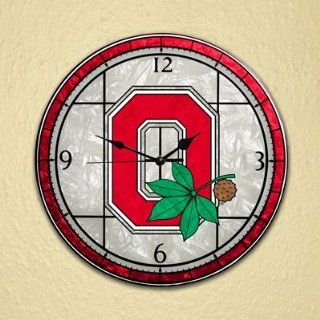 NCAA Ohio State Buckeyes Stained Glass Wall Clock  