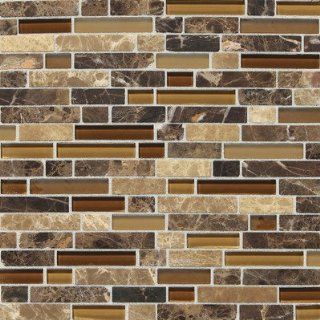 Stone Radiance Butternut Emperador 11 3/4 In. X 12 1/2 In. Glass And Stone Mosaic Blend Wall Tile Daltile SA6058RANDMS1P   Ceramic Tiles  
