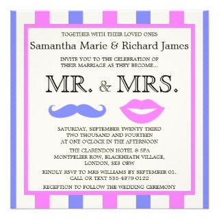 Mustache & Lips (Mr & Mrs) Wedding Invitations