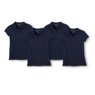 Cherokee Girls School Uniform 4 Pack Short Sleeve Pique Polo   Xavier Navy XL