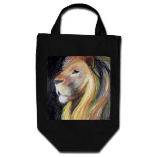 Lions Lion Profile Leo Portrait Charcoal Drawing Canvas Bags