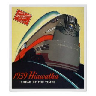 1939 Hiawatha Locomotive Poster