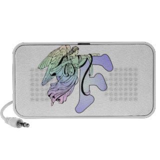 Letter F angel monogram alphabet initial blue and Travelling Speakers