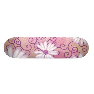 Purple Floral Dotted Tribal Daisy Tattoo Pattern Skate Board Deck
