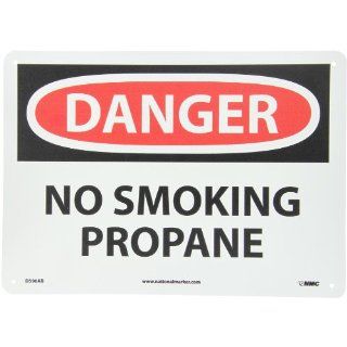 NMC D590AB OSHA Sign, Legend "DANGER   NO SMOKING PROPANE", 14" Length x 10" Height, Aluminum, Black/Red on White