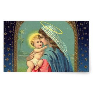 Nativity Mary Holding The baby Jesus Rectangular Stickers