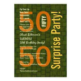 SURPRISE 50th Birthday Modern Green and Gold R603 Announcement
