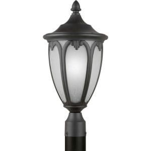 Illumine 1 Light Outdoor Black Post Light with White Linen Glass Shade DISCONTINUED CLI FRT17051 01 04