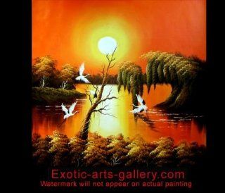 Hand Painted Framed Modern Contemporary Abstract Oil Painting on Canvas Feng Shui Love Birds 573  
