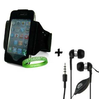 Apple iphone 4 Accessories Kit Black OKER iPhone 4 Exercise Armband + No  hands iPhone 4 Earphones with microphone + VG Live * Laugh * Love Wrist Band Electronics