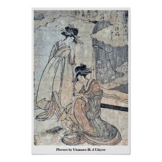 Plovers by Utamaro II, d Ukiyoe Print