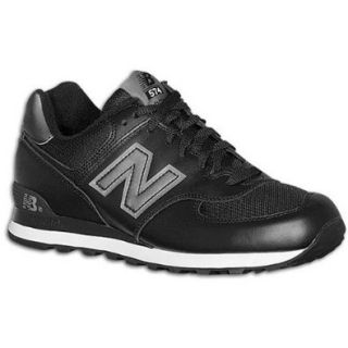 New Balance Big Kids 574 Leather ( sz. 06.0, Black/Grey ) Shoes