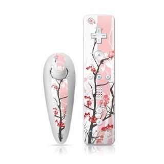 Pink Tranquility Design Nintendo Wii Nunchuk + Remote Controller Protector Skin Decal Sticker Computers & Accessories