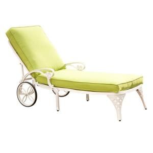 Home Styles Biscayne White Patio Chaise Lounge with Green Apple Cushion 5552 831