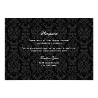 Wedding Guest Information Card  Black Damask