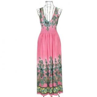 Zicac 2013 Fashion Evening Summer Dresses Sexy Clothes Women Long Maxi Dress Flexible One Size Fit For S XL US 2 8 (Pink)