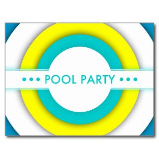 retro pool party invitation post cards