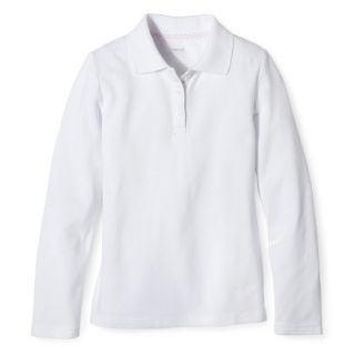 Cherokee Girls School Uniform Long Sleeve Polo   White S