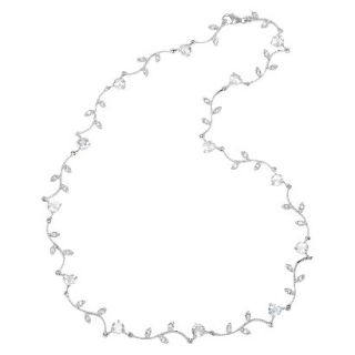 Womens Sterling Silver Stone Leaf Necklace   Silver/Clear (16.5)