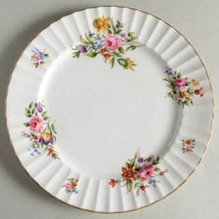 Royal Worcester Roanoke White Dinner Plate, Fine China Dinnerware   Multicolor F