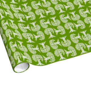 Reading Tree   White on Green Wrapping Paper