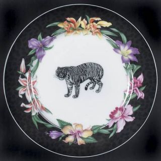 Fitz & Floyd Fleurs Safari (With Animals) Salad Plate, Fine China Dinnerware   A