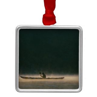 Sea kayak silhouette on Potomac River Christmas Tree Ornament