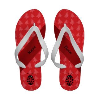 Personalized name ladybug red christmas trees sandals